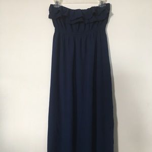 Navy blue ruffle sleeveless maxi dress S